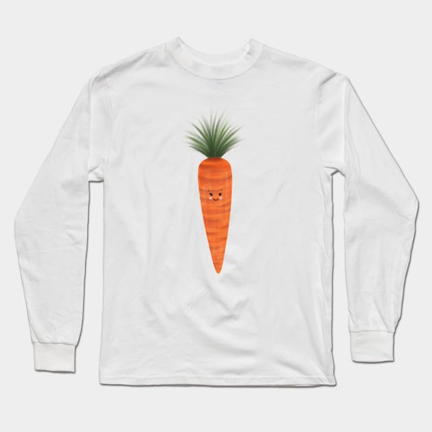 Cute Carrot Long Sleeve T-Shirt by The Pretty Pink Studio